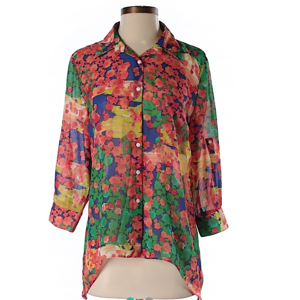 3/4 Sleeve Button Down Shirt